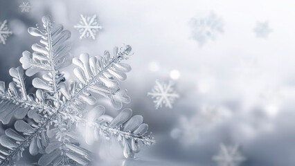 Poster - Christmas winter background with snowflakes and copy space