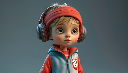 Dynamic 3D Cartoon Kid in Sportswear Ready for Action