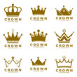 © Febrian - Gold Crown set Logo Design, Collection of crown silhouette, vector.