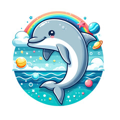 Poster - Vector dolphin jumping out of the water