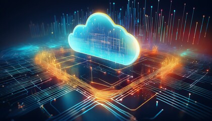 internet and big data connection for cloud storage, artificial intelligence and coding