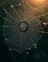 Dewdrops on Spiderweb: Nature Background