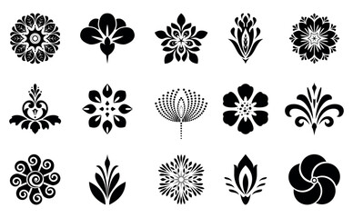 Wall Mural - Flowers icon set. Flowers isolated on transparent background. Flowers in modern simple. Cute round flower plant nature collection. Vector illustrator