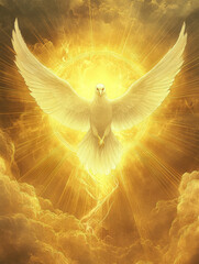 Wall Mural - Graphic and biblical representation of the Holy Spirit in the form of a dove. AI generativ.