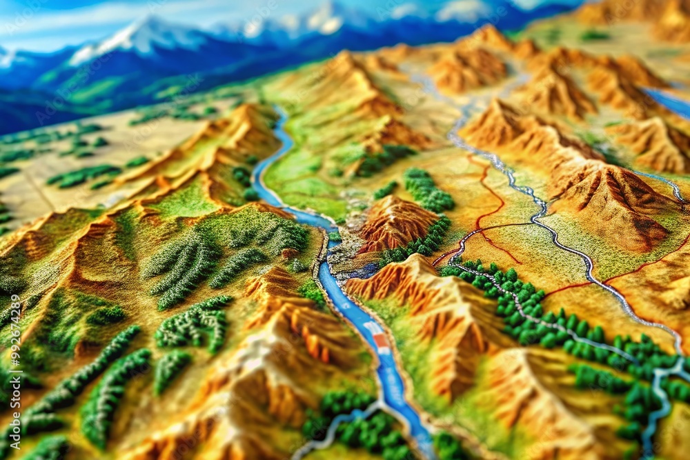 Detailed physical map of Colorado showcasing mountains, valleys, rivers ...