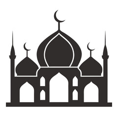 Wall Mural - Elegant mosque silhouette vector line art illustration