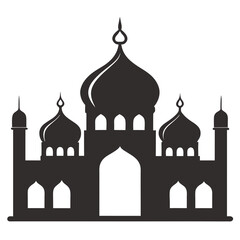 Wall Mural - Elegant mosque silhouette vector line art illustration