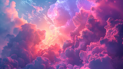 3d render, abstract fantasy background of colorful sky with neon clouds isolated on a white background Realistic daytime