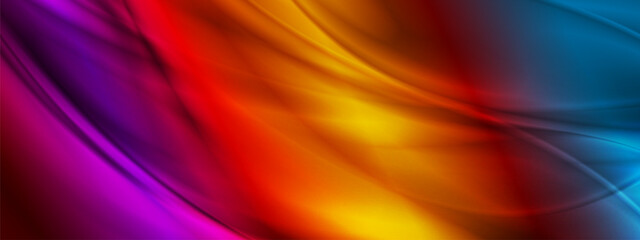 Wall Mural - Vibrant smooth blurred waves abstract elegant background. Vector banner design