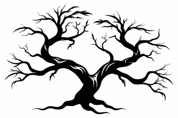 Wall Mural - Tree without leaves black silhouette