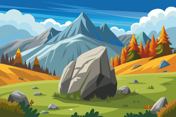 Wall Mural - Nature horizon mountain range and pine trees