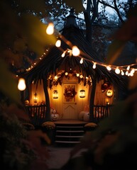 Wall Mural - Haunted Halloween House with Decoration