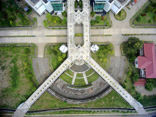 Aerial view of Building with beautiful bridge.