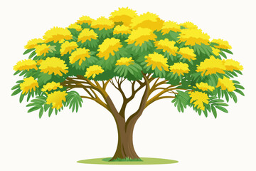 Canvas Print - Yellow colour flower and beautiful tree