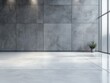 © eartist85 - Abstract interior design of modern showroom with empty white concrete floor and gray wall.