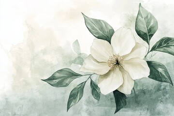 Wall Mural - A delicate watercolor painting of a blooming flower