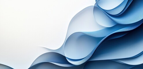 Poster - Abstract blue and white waves with copy space.