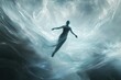 © nabila - A spiritual image of a person's translucent self hovering above their physical body, connected by a stream of energy, symbolizing a journey of self-discovery and spiritual growth.