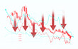 © ImageFlow - A stock market graph with red downward arrows indicating price decline. Isolated on white background., Concept of financial loss