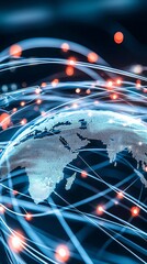 Abstract representation of economic policy impacting global trade routes, concept of international economic relations