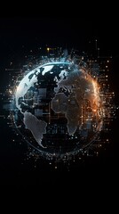Wall Mural - visual of a digital globe with economic policies mapped out, each country highlighted based on polic
