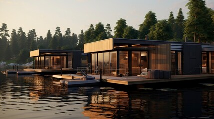 Wall Mural - A photo of Minimal Houseboat Homes