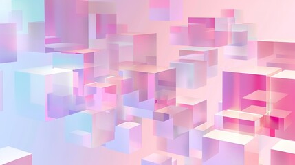 Wall Mural - Pink_gradient_minimalist_technology_cube_dreamy