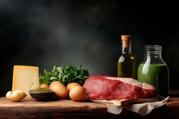 Fresh Ingredients on a Rustic Table