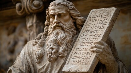 Figure holding stone tablets with the Ten Commandments