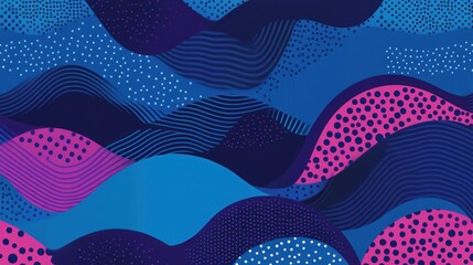 Wall Mural - Abstract Blue and Pink Wave Pattern