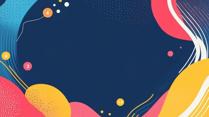 Wall Mural - Abstract background with blue, yellow, and pink shapes in a flat design style. 