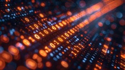 2d illustration abstract digital binary data on computer screen 