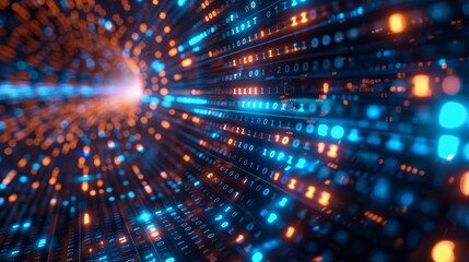 2d illustration abstract digital binary data on computer screen 