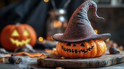 Wall Mural - Close-up photo of a Halloween decorated cake.