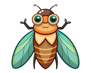 Sticker - cicada cartoon vector illustration on a white background