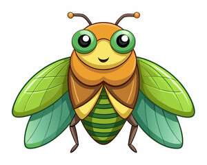 Wall Mural - cicada cartoon vector illustration on a white background