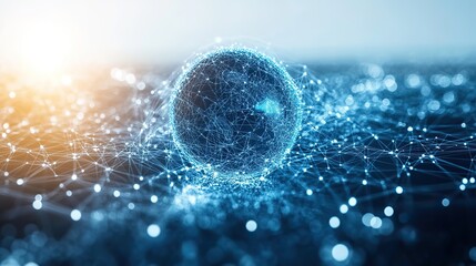 A global communication and data analysis theme set against a white background, exploring cyber innovation in a hyper-realistic format.