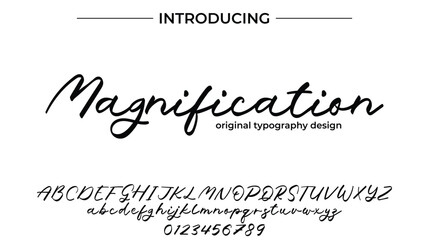 Magnification Font Stylish brush painted an uppercase vector letters, alphabet, typeface