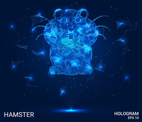 Wall Mural - Hologram hamster. Hamster made of polygons, triangles, dots, and lines. Low-poly hamster structure of connections. Technology concept vector.