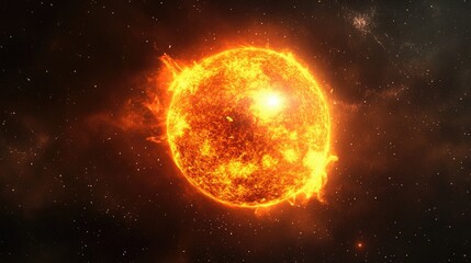 Wall Mural - futuristic art illustration of a sun in a dark space environment created in eps10 format