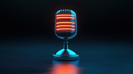 Poster - A vintage microphone with glowing elements, symbolizing audio and communication.