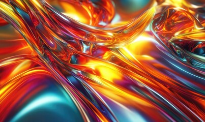 Abstract shiny background with fractal 3D rendering in vibrant colors