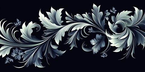 Poster - Decorative leaf frame design Raster illustration