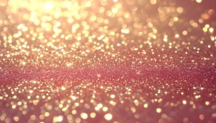 Sparkling Gold and Pink Bokeh Background with Glimmering Christmas Lights and Abstract Glitter Texture