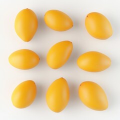 Poster - A collection of yellow, oval-shaped objects arranged in a grid pattern on a white background.