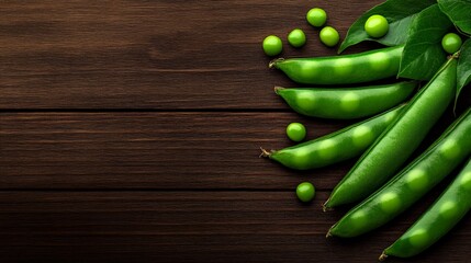 Fresh Green Peas on Rustic Wood 