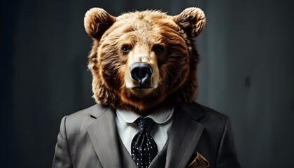 Dapper Business Bear in Stylish Suit Portrait