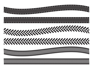 Wall Mural - Tire Track Vector Shape Set on Black Colour