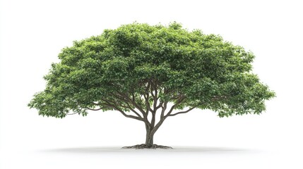 Isolated front view of a camphor tree on a white background