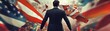 © elbanco - Man standing in front of a waving American flag